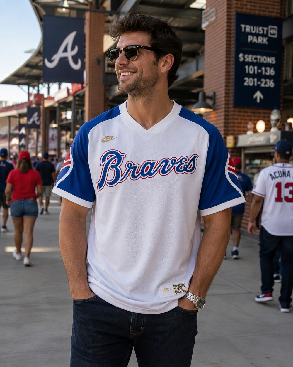 Nike Atlanta Braves #35 Cooperstown Collection Jersey NWT Men's XL Throwback